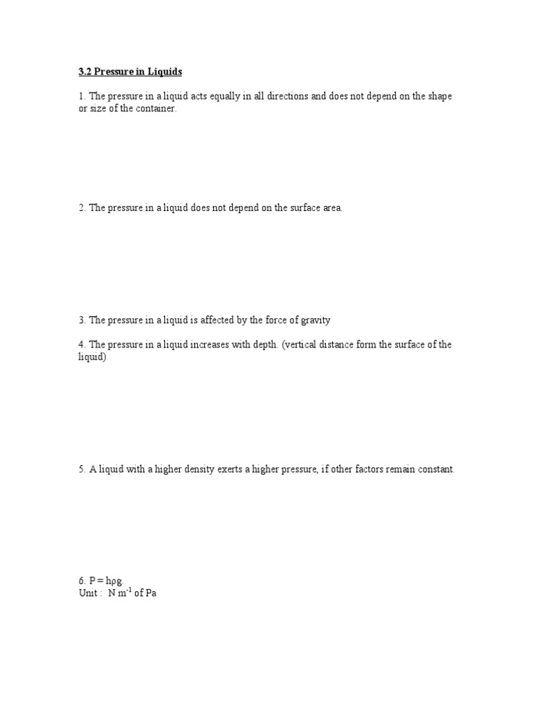 Understanding Pressure in Liquids | PDF