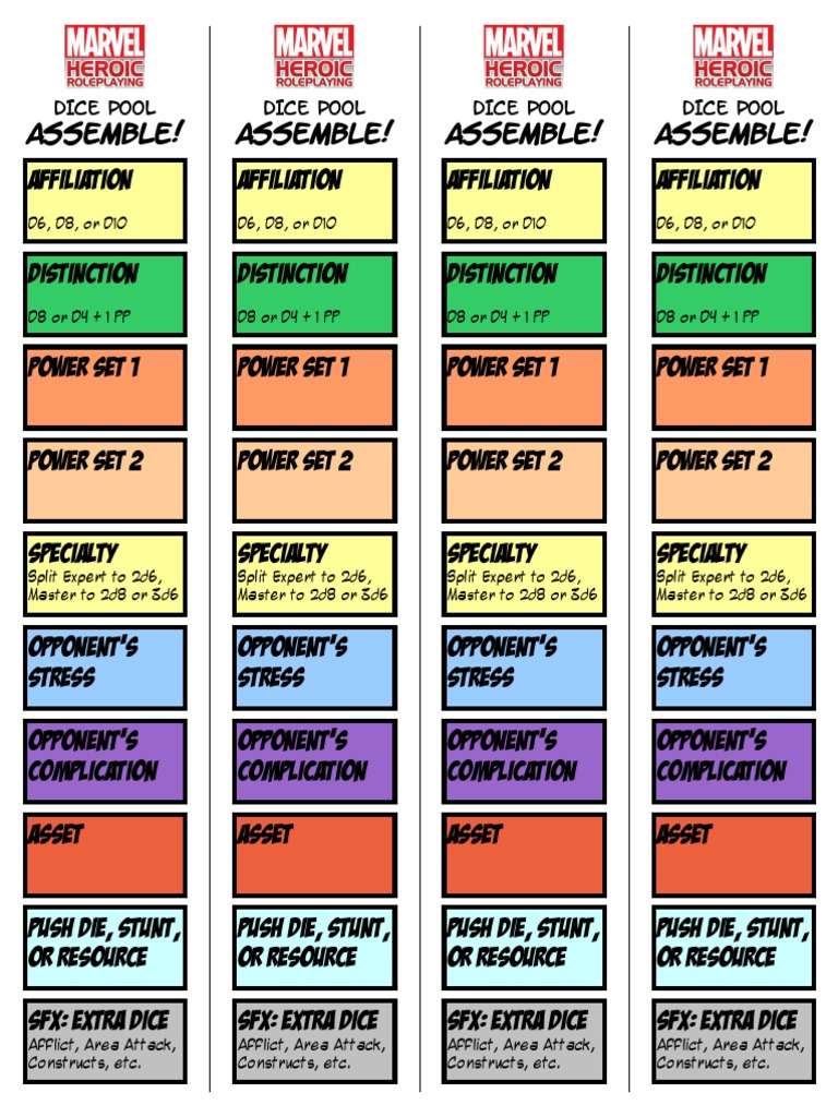 Marvel RPG Dice Pool Mechanics | PDF | Teaching Methods & Materials ...