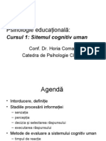 Cursul 1 Sistemul Cognitiv Uman