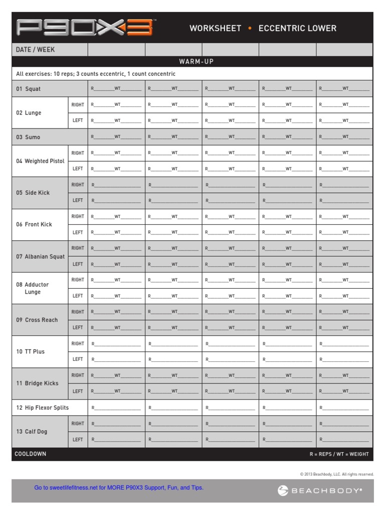Worksheet Beachbody P90x3 Worksheets p90x3 worksheets pdf recreation