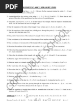 Assignment Class Xi Straight Lines: Answers