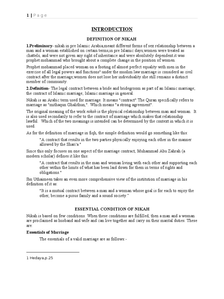Essentials of Nikah in Islam | PDF | Marriage | Family