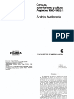 Avellaneda Andres Censura Autoritariso y Cultura Argentina 1960 1983 v 1 Introduccion