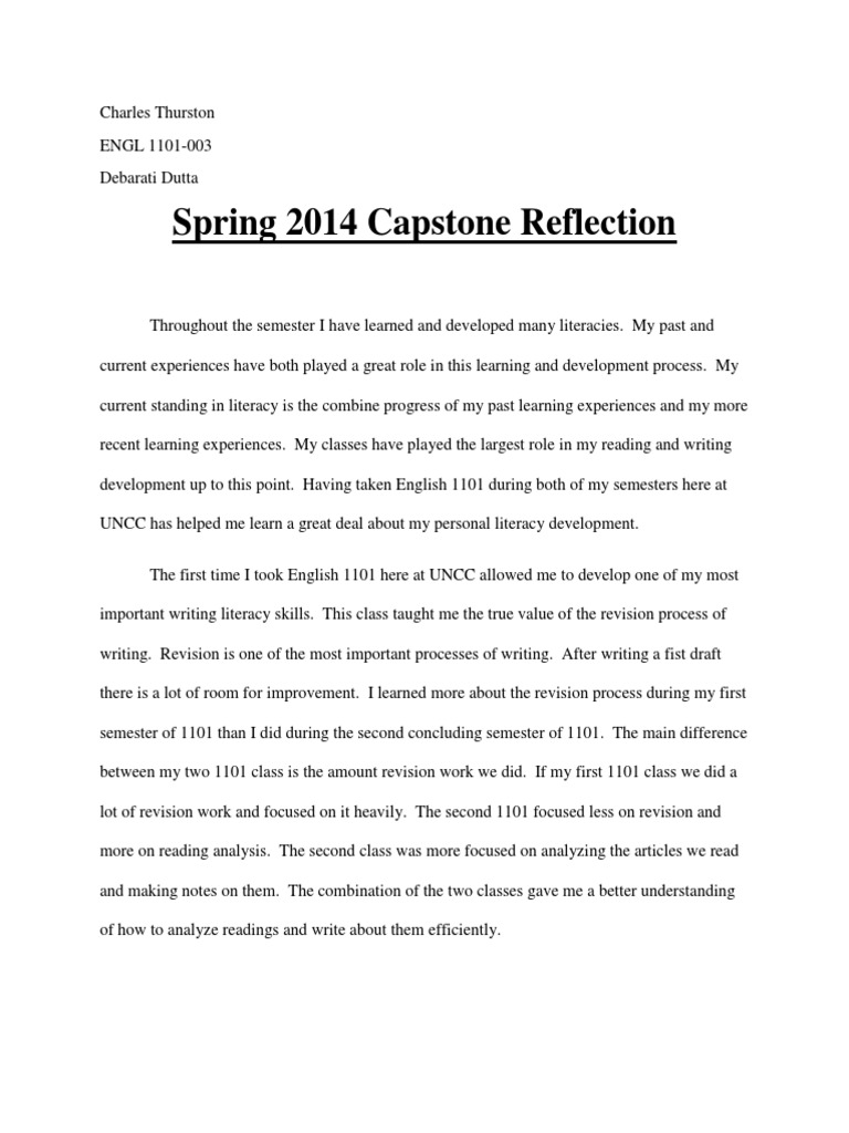 reflection on capstone project
