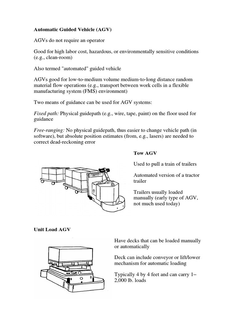 Types and Uses of Automated Guided Vehicles | PDF