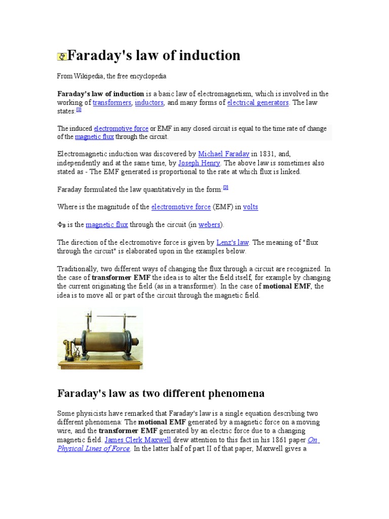 Faraday's Law of Induction Explained | PDF | Electromagnetic Induction ...