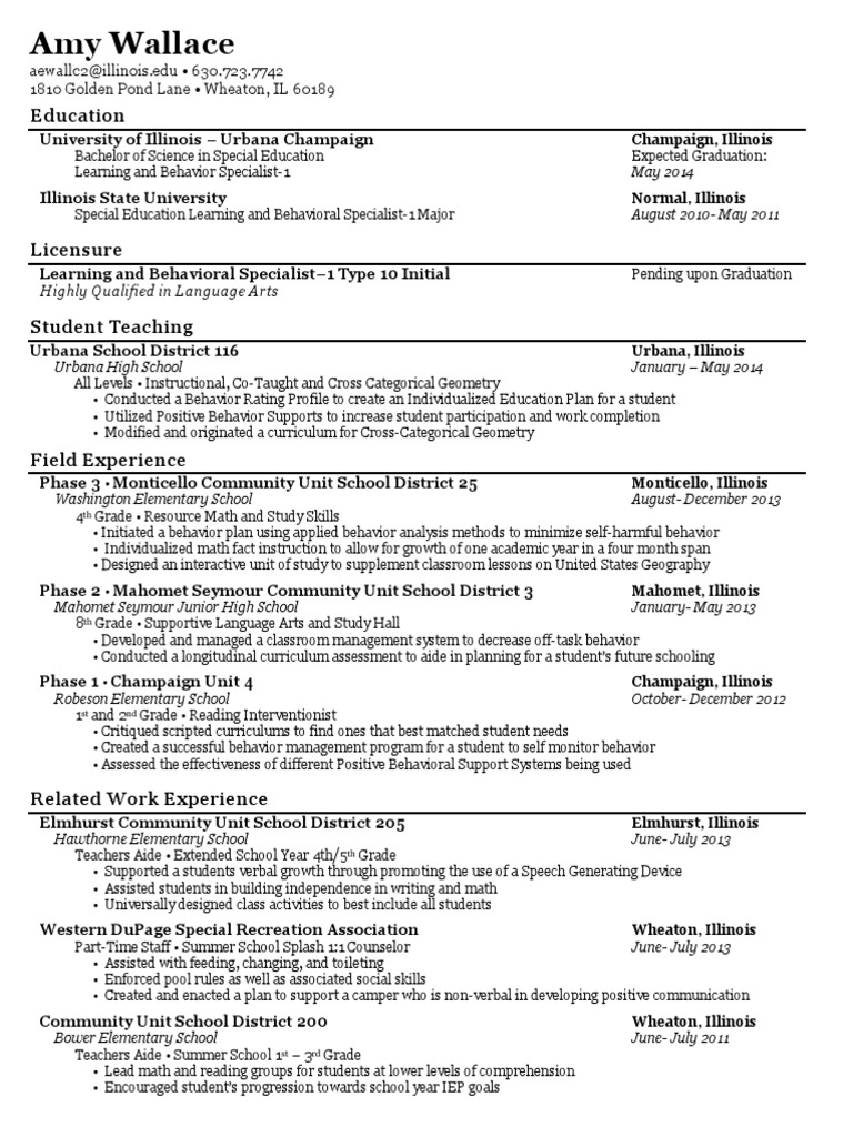 Resume PDF University Of Illinois At Urbana Champaign Special
