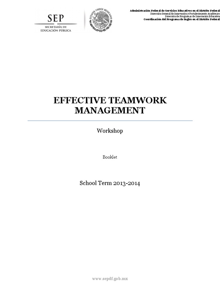6 Effective Teamwork Management | PDF | Plan de estudios | Psicología ...
