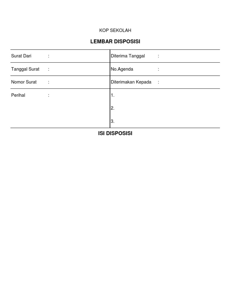 Form Kartu Kendali Dan Lembar Disposisi.