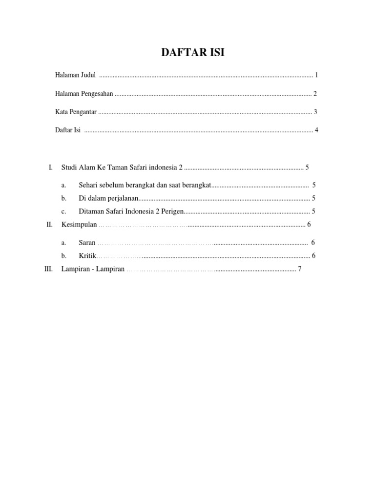 Contoh Daftar Isi Buku Biografi Guru Paud