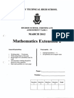 Mathematics Extension 2: MARCH2012