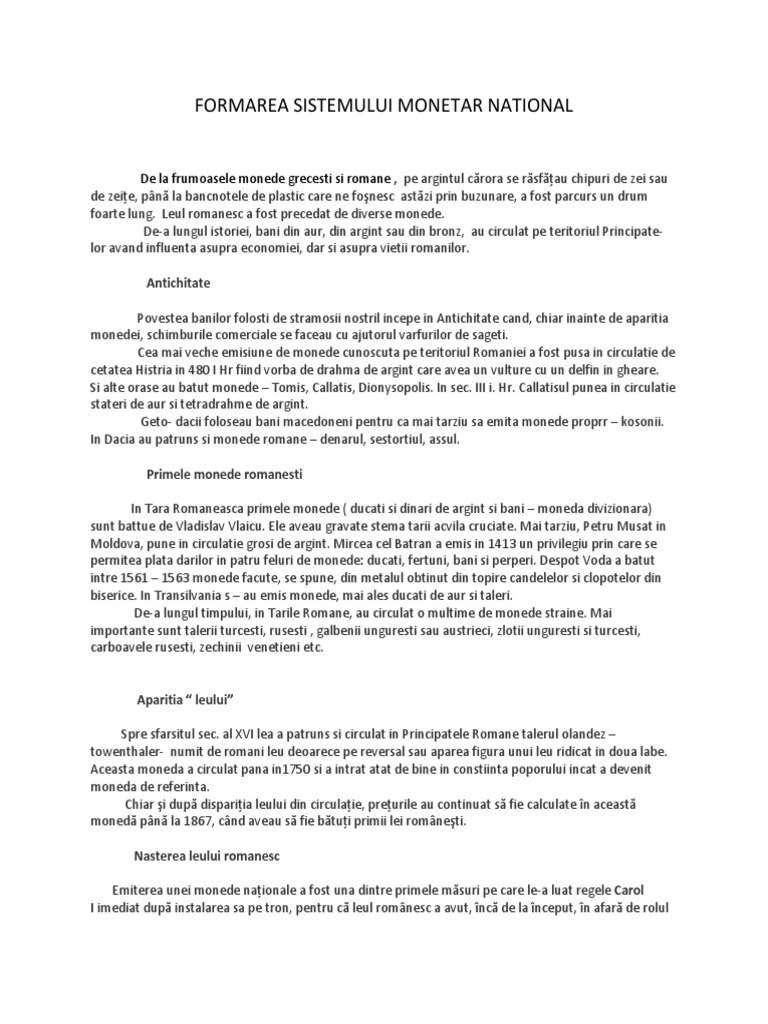 Sistemul Monetar National | PDF