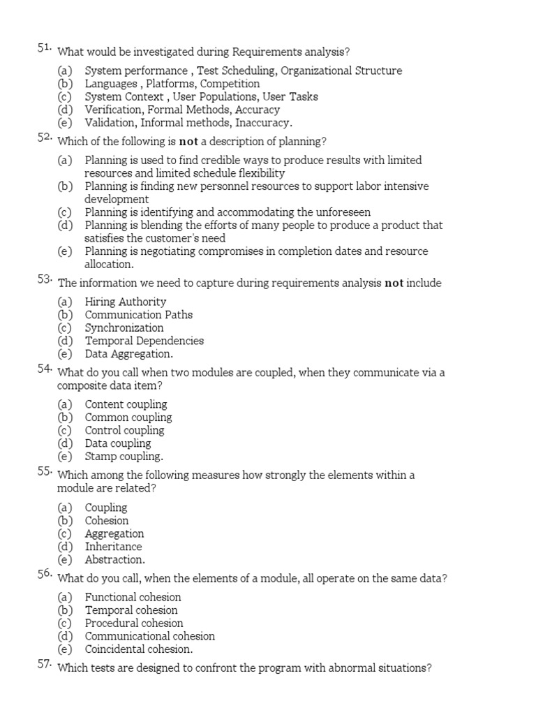 Software Engineering Questions and Answers Set 6 Questions & Answers