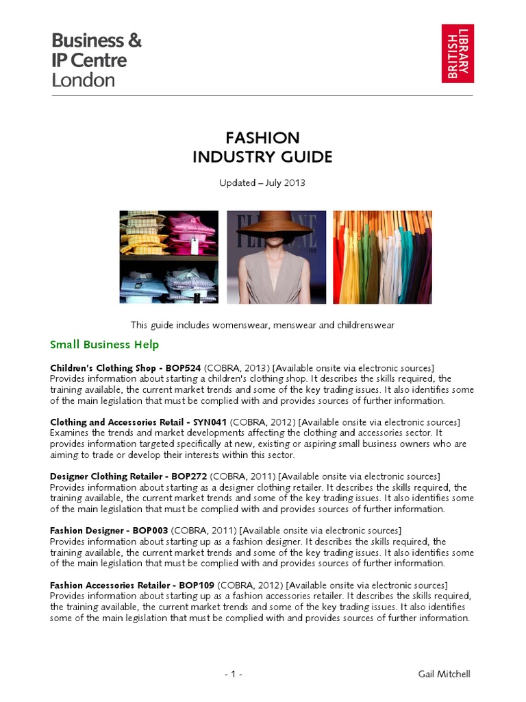 Fashion Industry Guide  PDF  Fashion  Retail