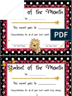 Student of The Month Certificates