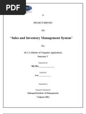 project report on sales and inventory management System