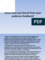 Evaluation Question 3 - What Have You Learnt From Your Audience Feedback