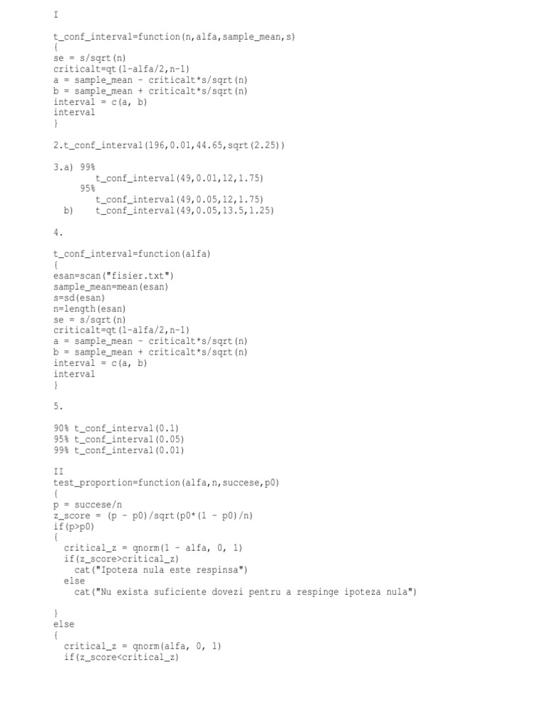 R Functions for Confidence Intervals and Proportions | PDF