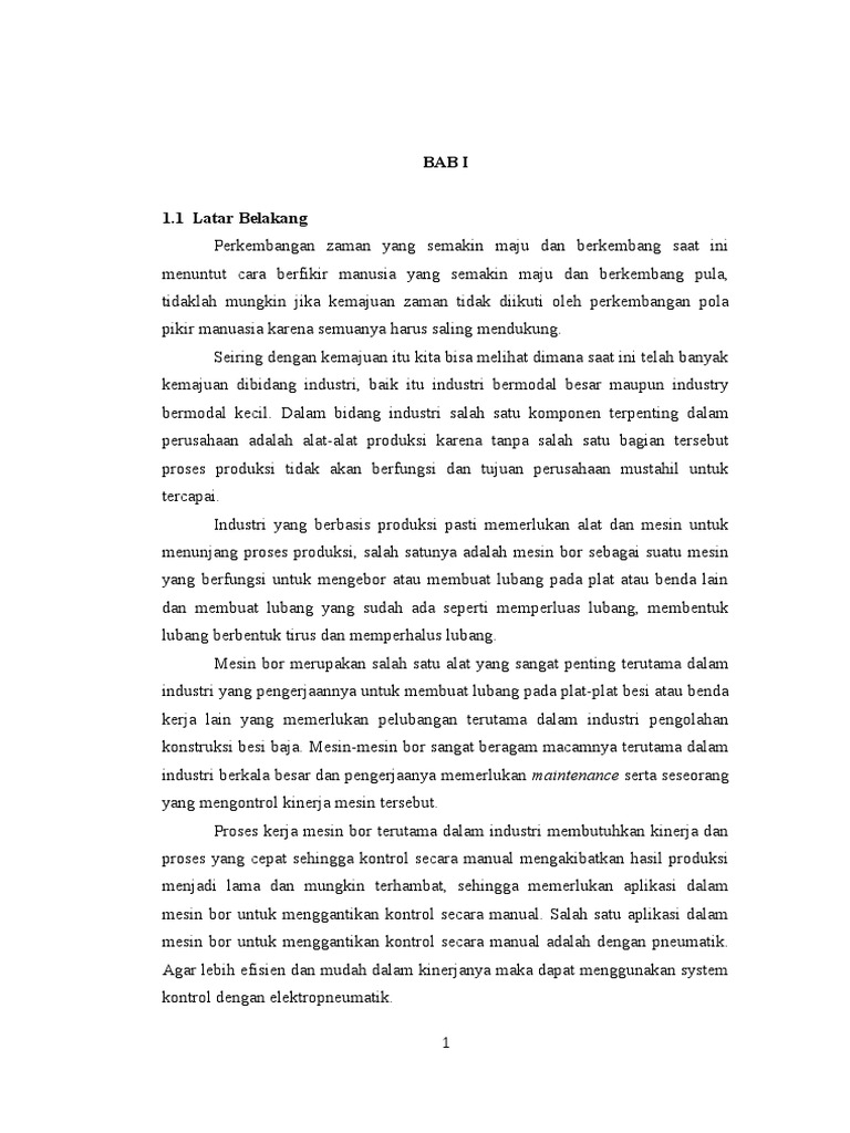 Sistem Pneumatik Pada Mesin Bor Dengan Kontrol