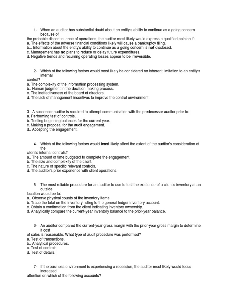 Audit Report Pdf Going Concern Audit