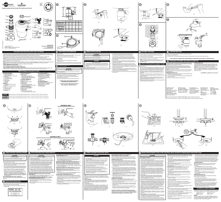 InSinkErator Food waste disposers installation guide Ac Power Plugs