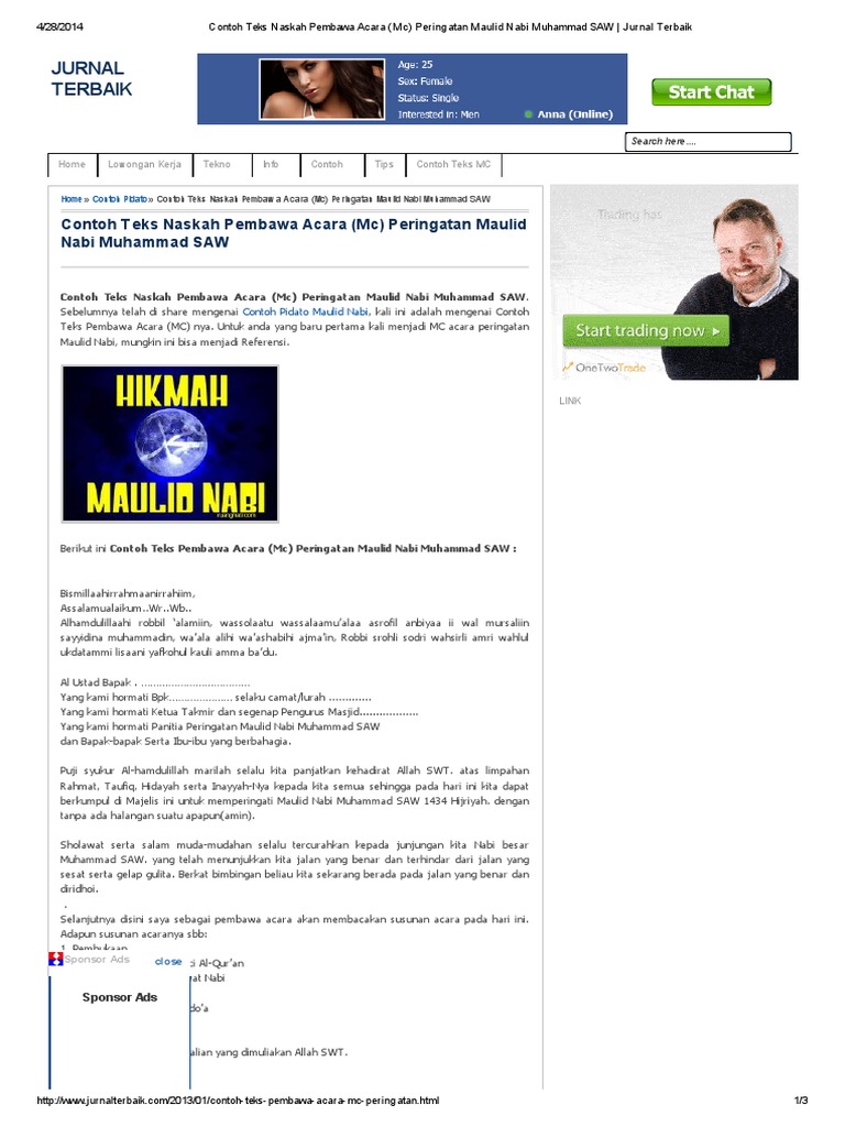 Contoh Teks Naskah Pembawa Acara Mc Peringatan Maulid Nabi Muhammad Saw Jurnal Terbaik