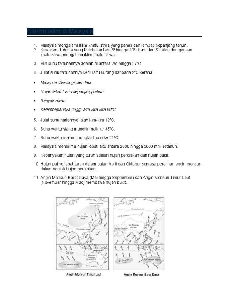 Ciri Ciri Iklim Di Malaysia Pdf