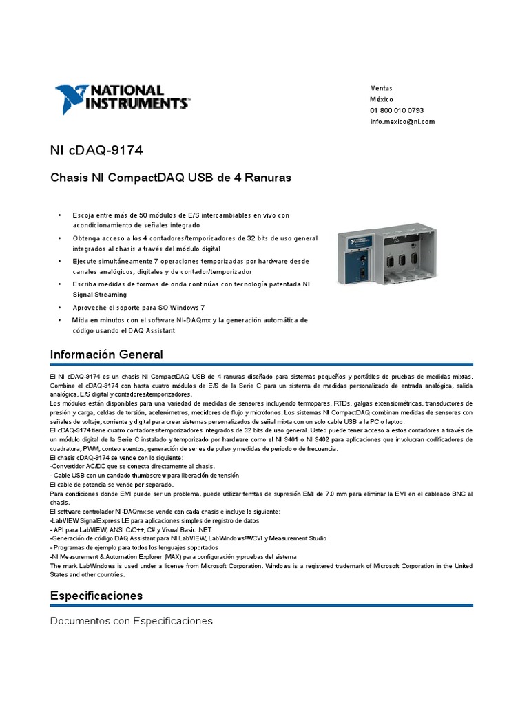 NI cDAQ-9174 | PDF | Calibración | Señal analoga