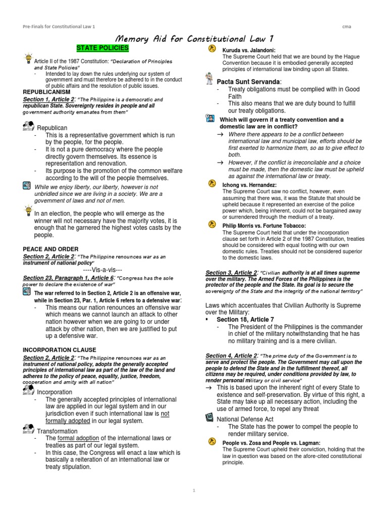 Constitutional Law 1 Pre-Finals Review | PDF | Separation Of Powers ...