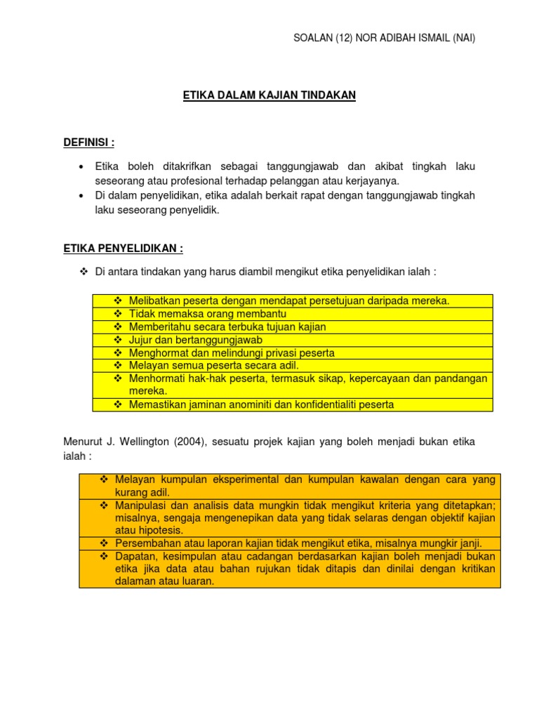 Etika Dalam Kajian Tindakan Pdf