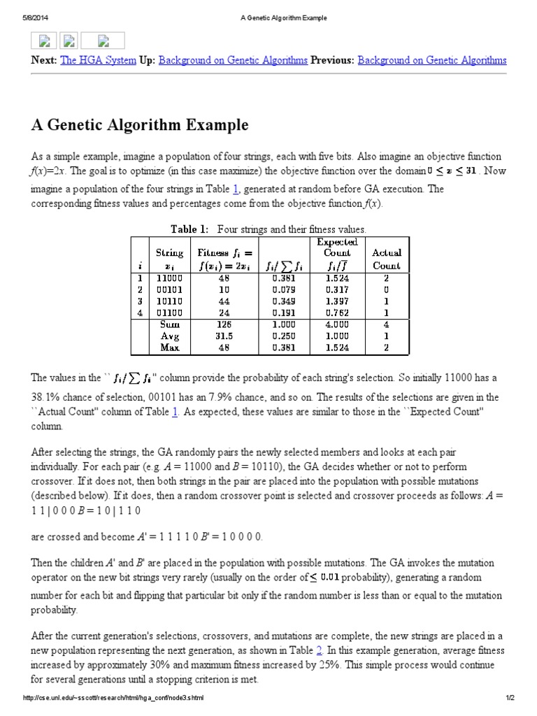 A Genetic Algorithm Example | PDF | Genetic Algorithm | Algorithms