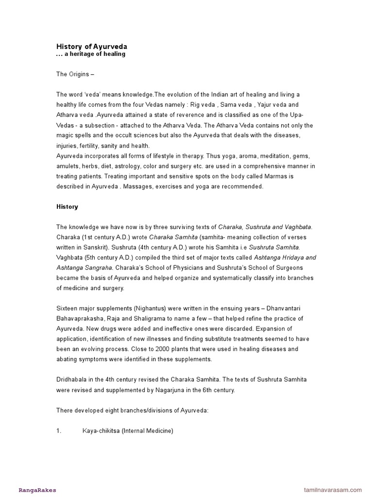 History of Ayurveda PDF Vedas Ayurveda