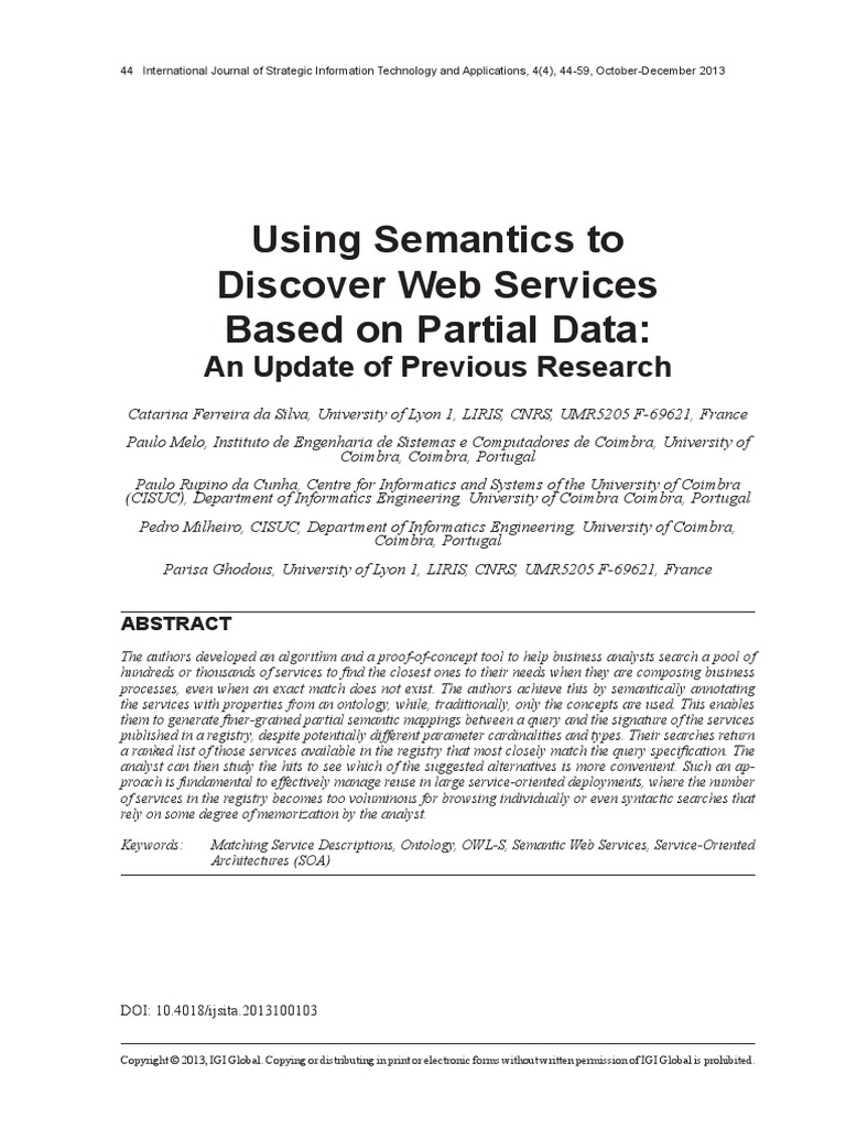 Using Semantics To Discover Web Services Based On Partial Data - 2014 ...