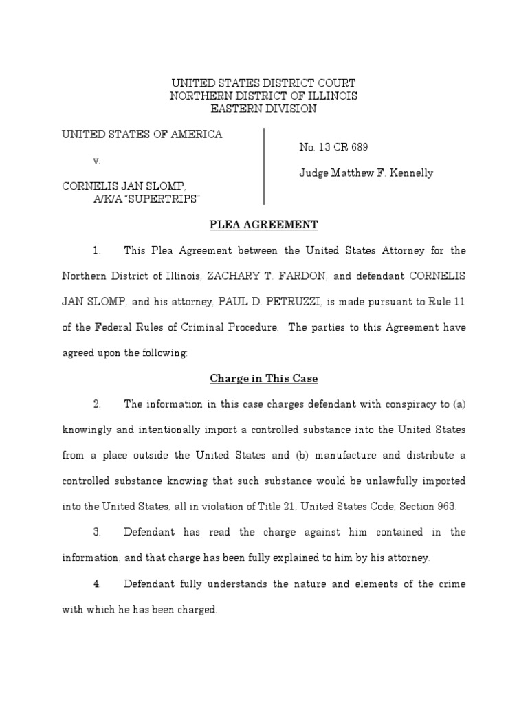 Plea Agreement: Cornelis Jan Slomp | PDF | United States Federal ...