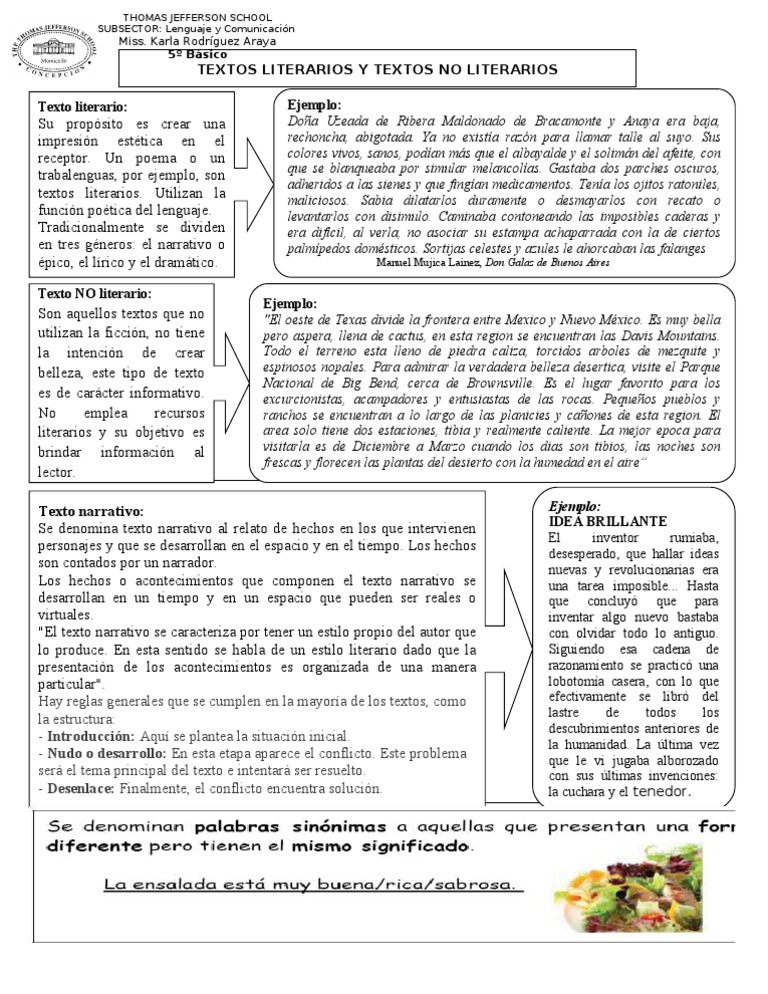 Ejemplo De Texto Literario Resultado De Imagen De Textos No Literarios