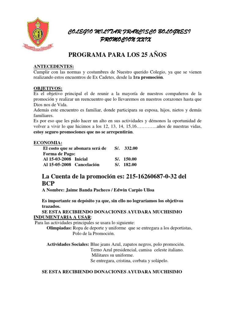 Programa 25 Años 29 Promoc AprobadaI | PDF | Ropa | Deportes
