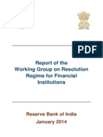 Report On Resolution Regime For Financial Institutions