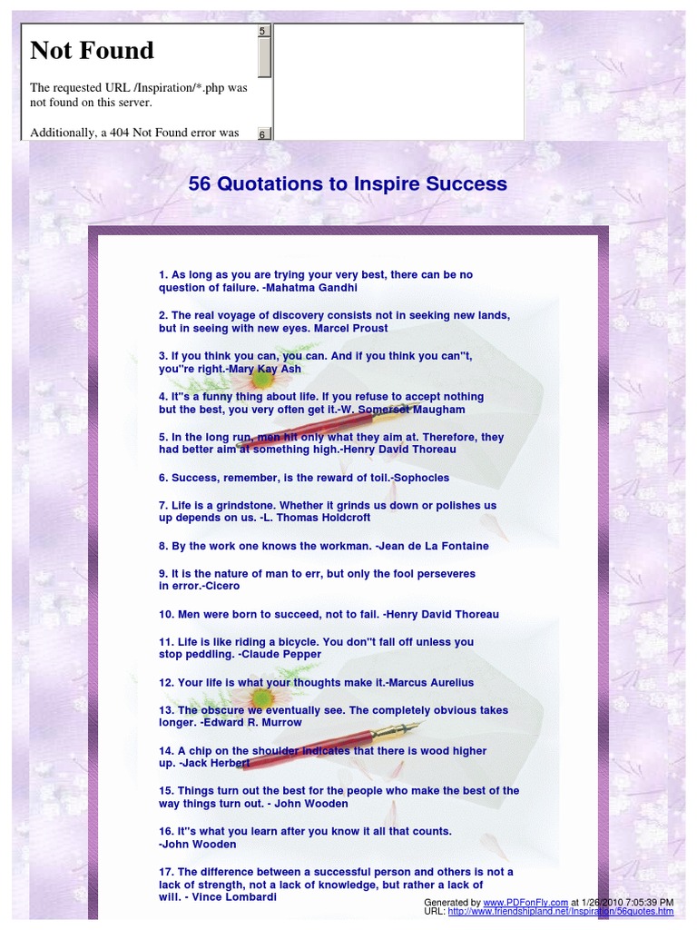 56 Inspiring Quotes for Success | PDF | Young Adult