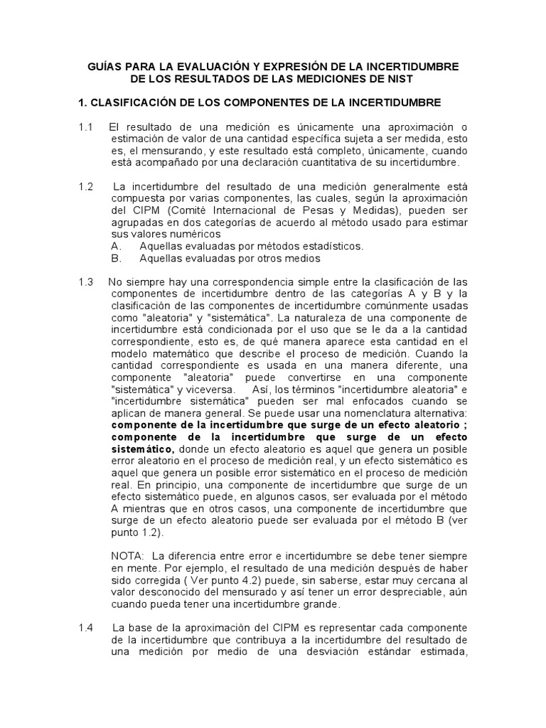 Evaluación de la Incertidumbre en Mediciones | PDF | Medición ...