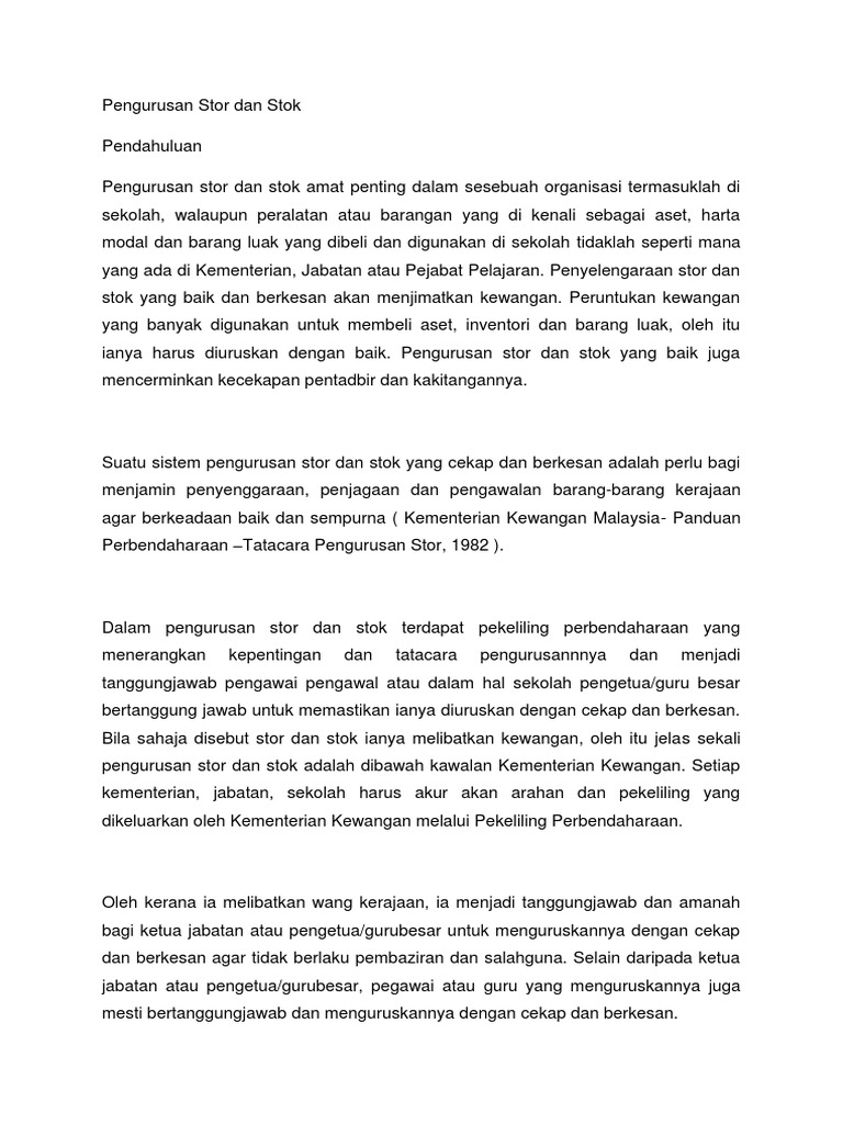 Pengurusan Stor Dan Stok Pdf