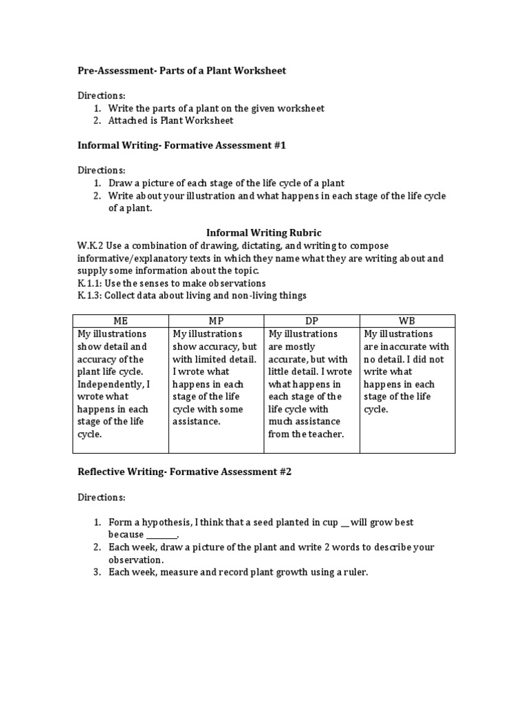 worksheet Stages Of Plant Growth Worksheet plant unit rubrics life cycle assessment rubric academic