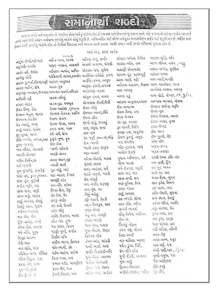 GUJARATI GRAMMAR GPSC study material, VIRUDHARTHI SHABD AND SAMANARTHI