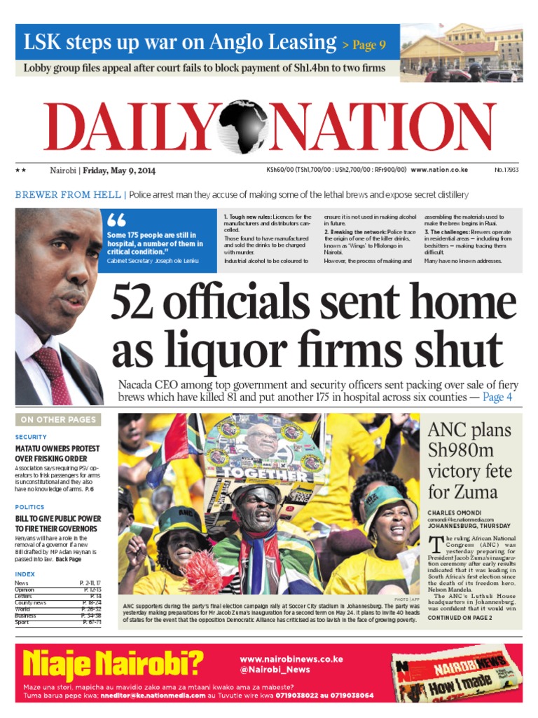 Daily Nation 09.05.2014, PDF, Jacob Zuma