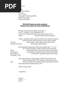 Surat Rayuan Uitm 9 5 14 Pdf