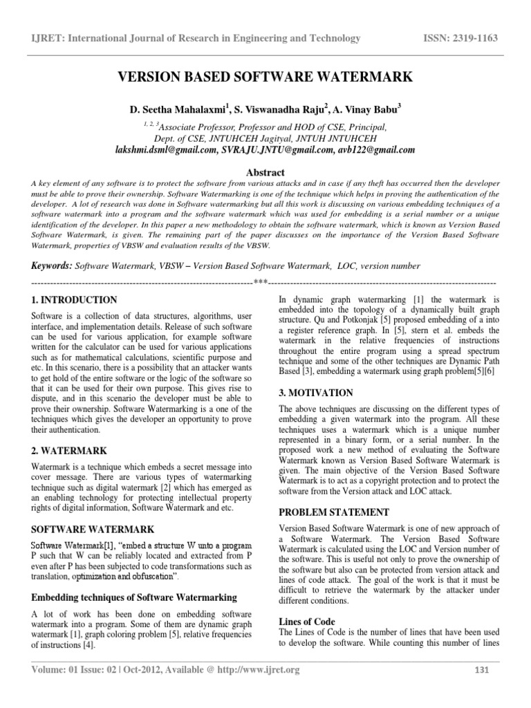 Version Based Software Watermark | PDF | Computer Science | Software