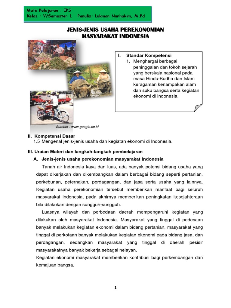 1 Jenis Jenis Usaha Perekonomian