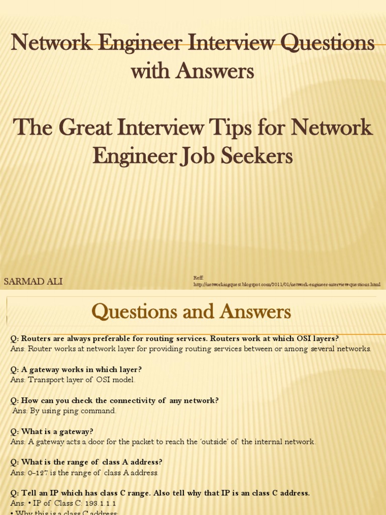 Network Engineer Interview Questions With Answers The Great Interview