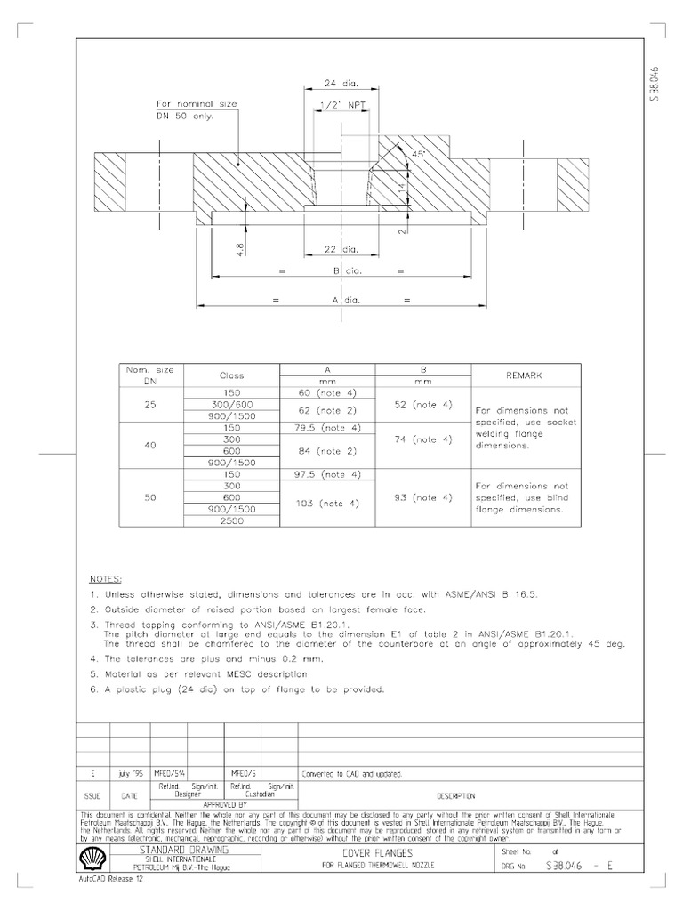 Cover Flange For Flanged Thermowell Nozzle PDF Continuum Mechanics Applied And