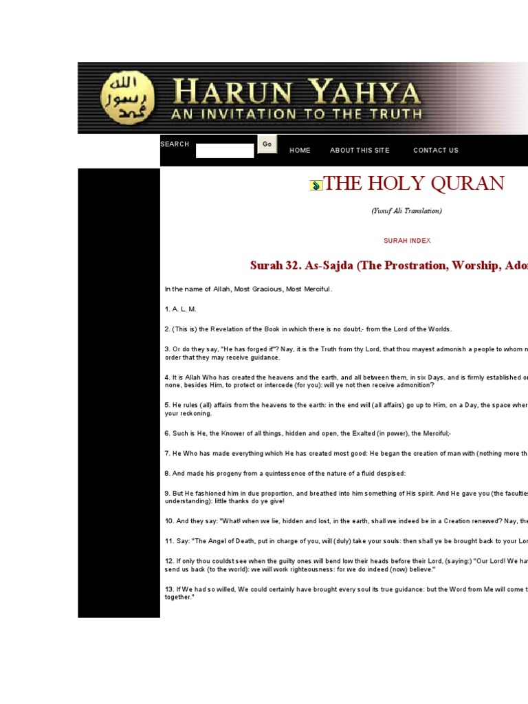 Surah Sajda | PDF | Religious Belief And Doctrine | Religious Behaviour ...