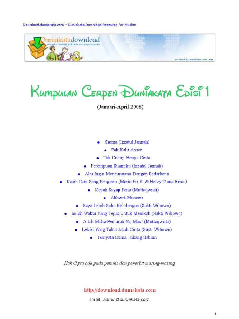 Kumpulan Cerpen Islami Edisi1 Duniakata